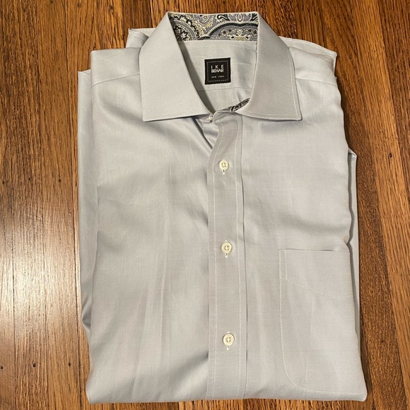 Ike Behar blue men’s button down with paisley - Picture 2 of 5